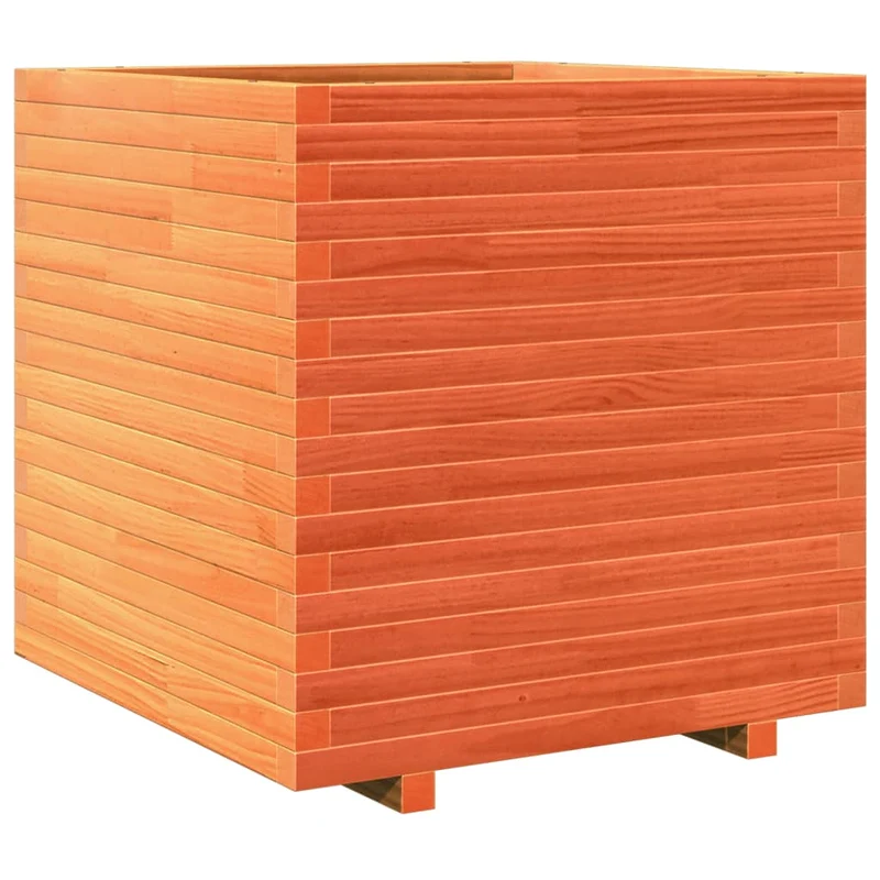 Jardinera Madera Maciza De Pino Marrón Cera 70x70x72 Cm