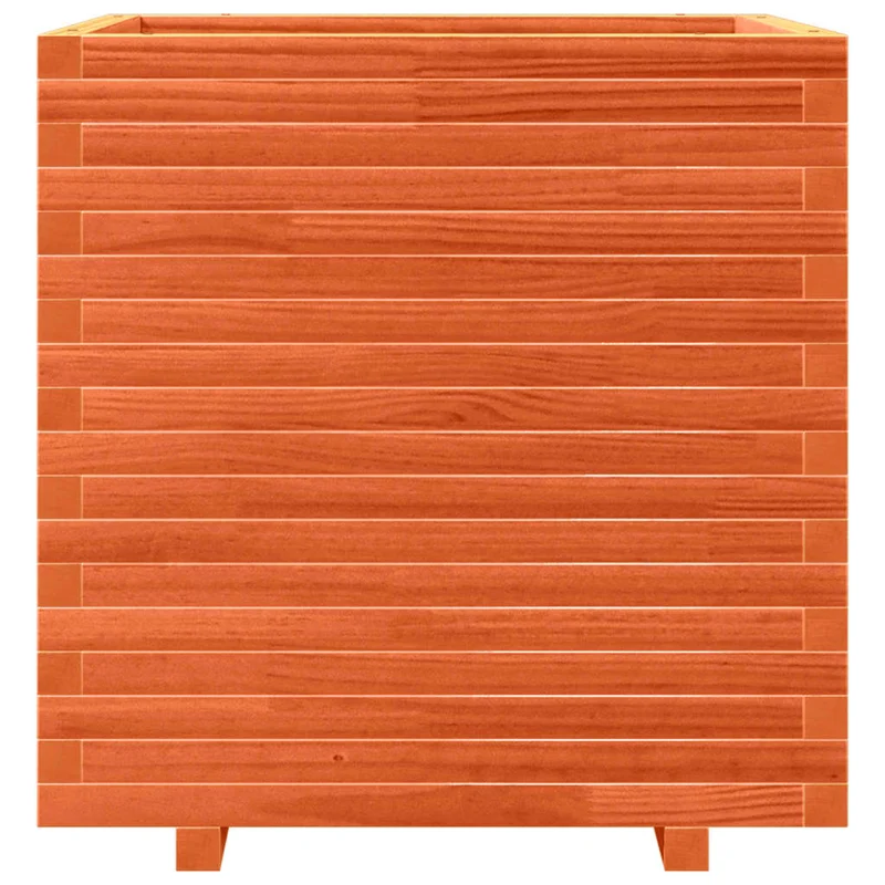 Jardinera Madera Maciza De Pino Marrón Cera 70x70x72 Cm