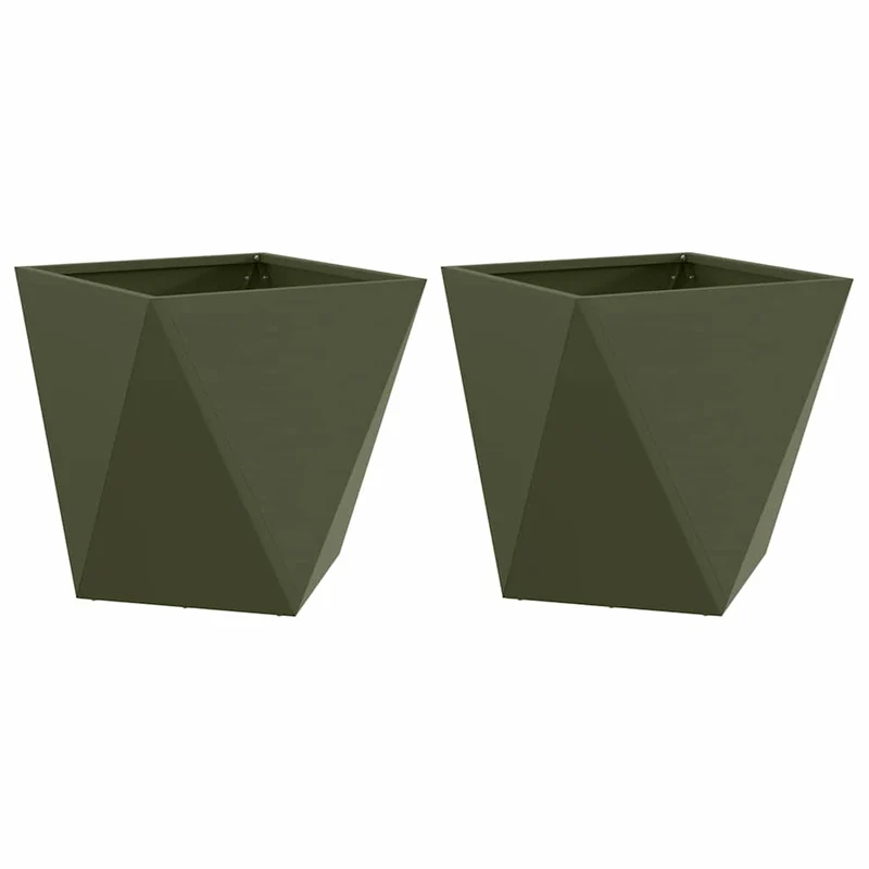 Jardinera 2 Uds. Verde Oliva 50 X 50 X 50 Cm Acero