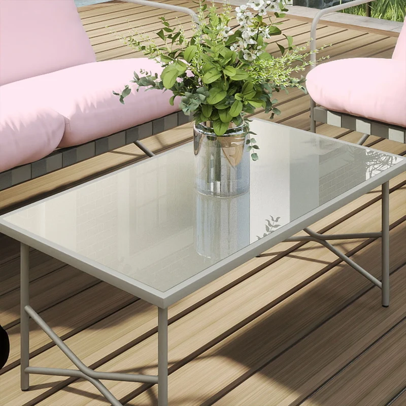 Outsunny Conjunto De Jardín Exterior De 4 Piezas Con Cojines Gruesos Rosa