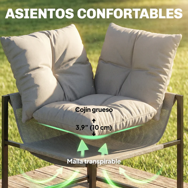 Outsunny Conjunto De Jardín Exterior De 4 Piezas En Forma De L Con Cojines Gris