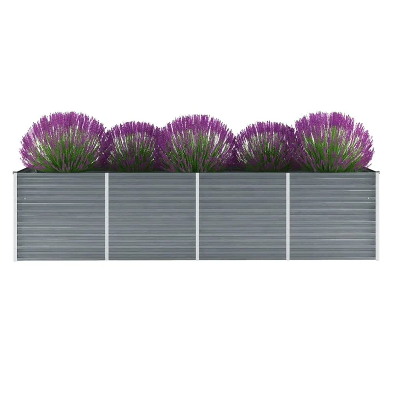 Arriate De Jardín De Acero Galvanizado Gris 320x80x77 Cm