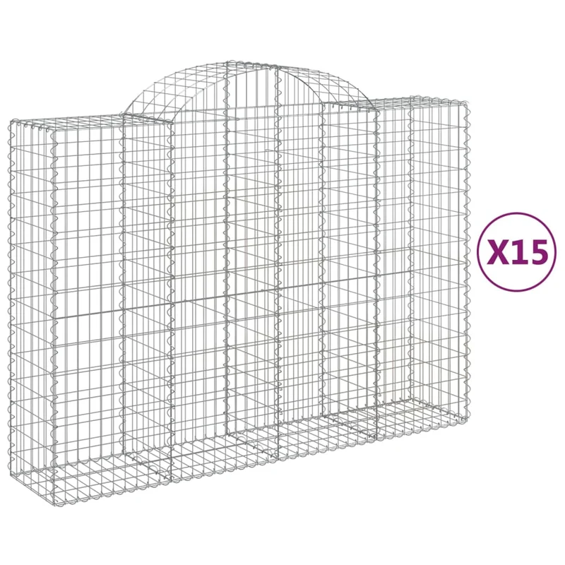 Cestas Gaviones 15 Uds Forma De Arco Hierro 200x50x140/160 Cm