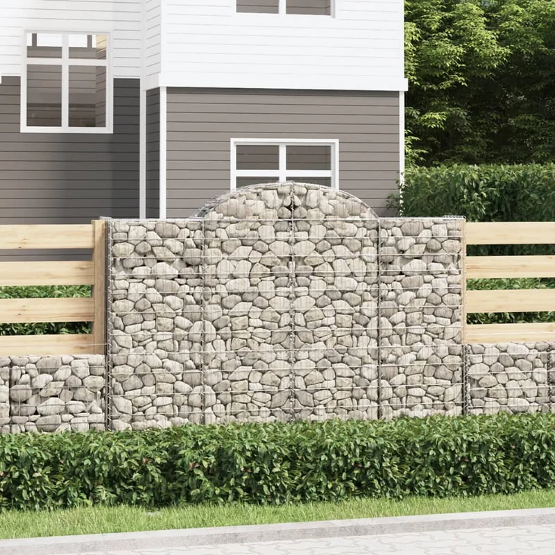 Cestas Gaviones 15 Uds Forma De Arco Hierro 200x50x140/160 Cm