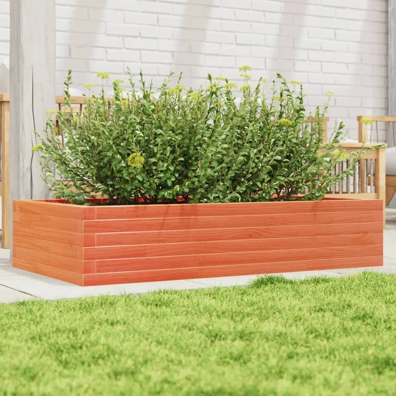 Jardinera Madera Maciza De Pino Marrón Cera 110x60x23 Cm