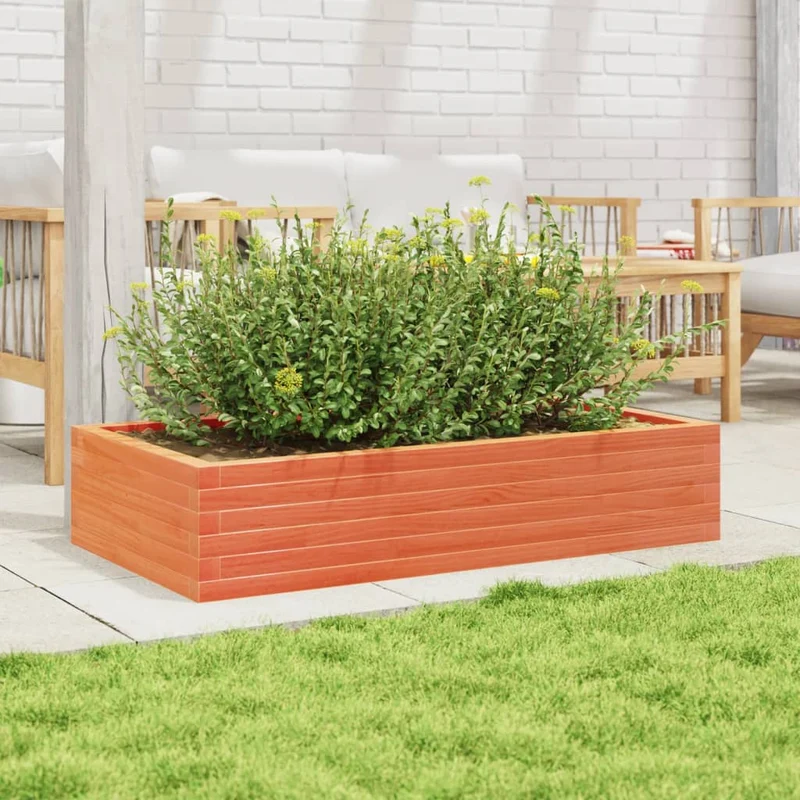 Jardinera Madera Maciza De Pino Marrón Cera 110x60x23 Cm
