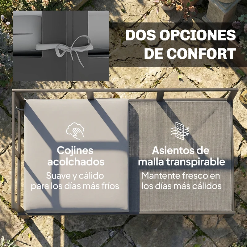Outsunny Conjunto De Jardín Exterior De 3 Piezas En Forma De L Con Cojines Gris