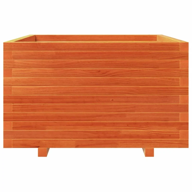 Jardinera Madera Maciza De Pino Marrón Cera 80x80x49,5 Cm