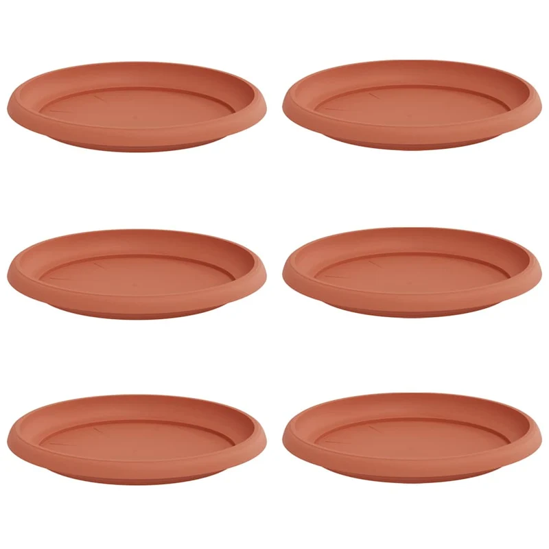 Bandeja Redonda Para Flores 6 Uds. Rojo Ladrillo Plástico