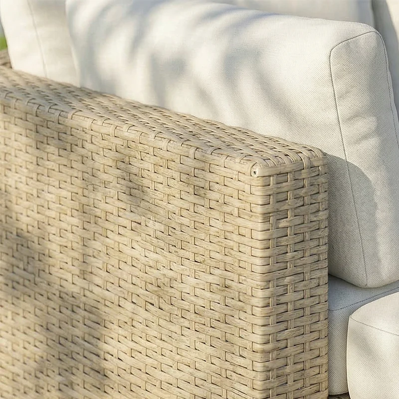 Outsunny Conjunto Muebles Jardín Exterior De Ratán De 3 Piezas Cojines Beige