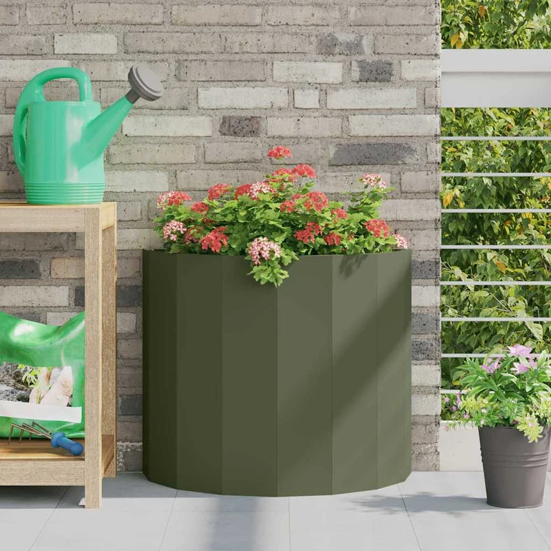 Jardinera Verde Oliva 60 X 30 X 50 Cm Acero