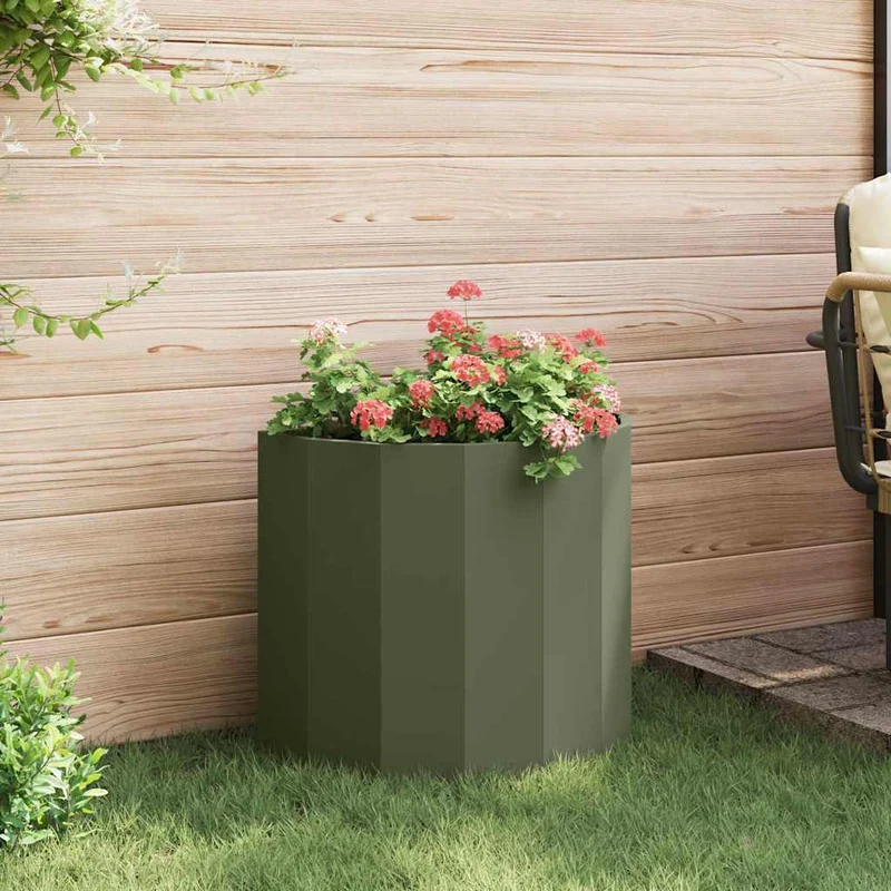 Jardinera Verde Oliva 60 X 30 X 50 Cm Acero