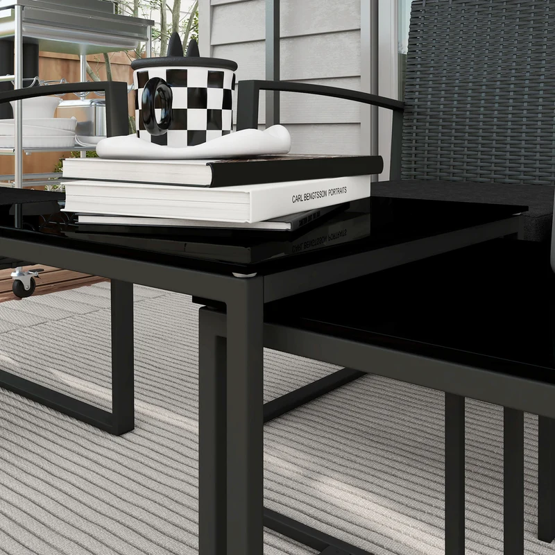 Outsunny Conjunto De Muebles De Jardín De Ratán Sintético De 5 Piezas Negro