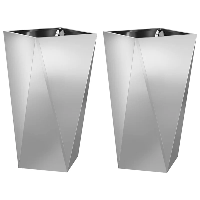 Jardinera 2 Uds. Plateado 40 X 40 X 75 Cm Acero Galvanizado