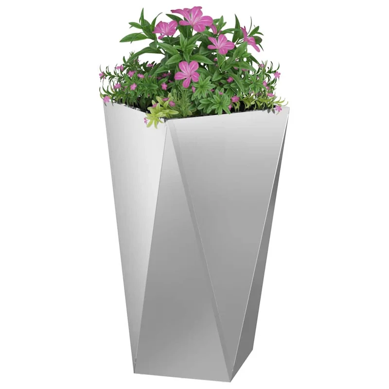 Jardinera 2 Uds. Plateado 40 X 40 X 75 Cm Acero Galvanizado