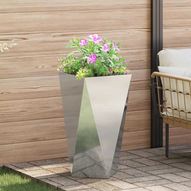 Jardinera 2 Uds. Plateado 40 X 40 X 75 Cm Acero Galvanizado