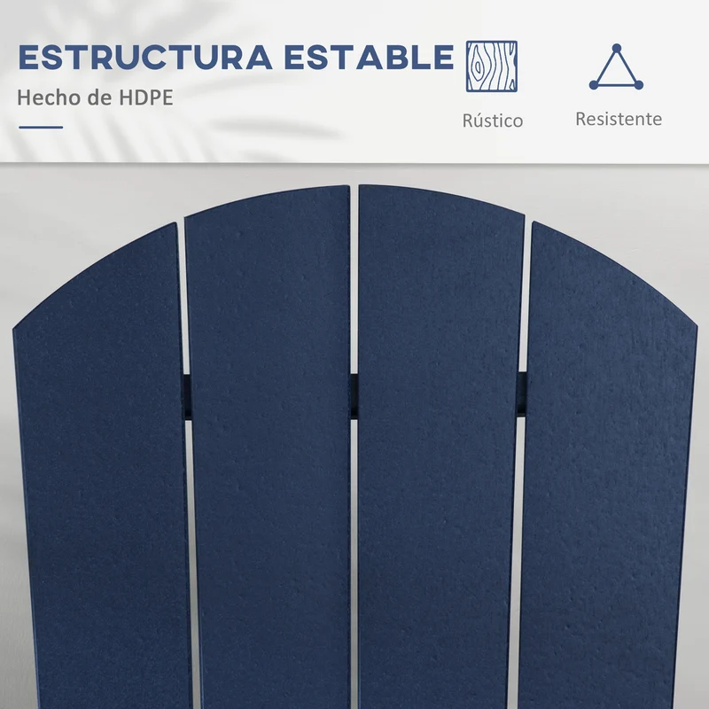 Outsunny Silla Mecedora de Jardín Mecedora para Exterior Estilo Adirondack de HDPE para Balcón Terraza Patio Carga 120 kg 73,5x93x91,5 cm Azul Oscuro