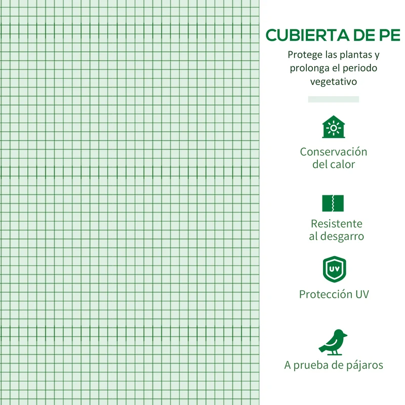 Outsunny Invernadero de Jardín 180x180x200 cm Invernadero de Túnel Pequeño con Puerta Enrollable y Ventana de Malla para Cultivar Plantas Flores Verde