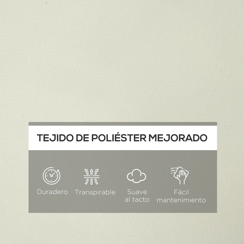 Outsunny Cojín para Tumbona de 1 Plaza 200x60x13 cm Cojín Rectangular de Algodón para Tumbonas Cojín de Asiento y Respaldo Cómodo para Jardín Terraza Balcón Crema