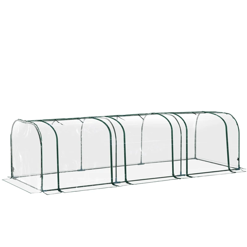 Outsunny Invernadero Caseta 300x100x80cm para Jardín Terraza Cultivo de Plantas Semilla Invernadero de Jardín Vivero Casero tipo Túnel Marco Acero y PVC