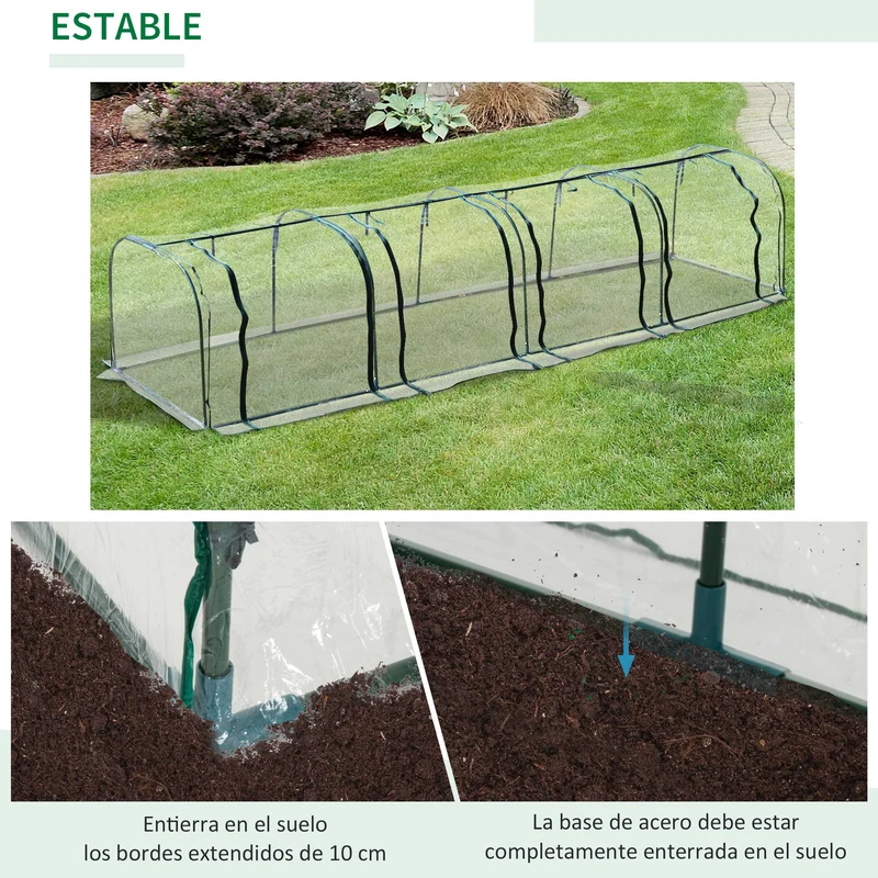 Outsunny Invernadero Caseta 300x100x80cm para Jardín Terraza Cultivo de Plantas Semilla Invernadero de Jardín Vivero Casero tipo Túnel Marco Acero y PVC