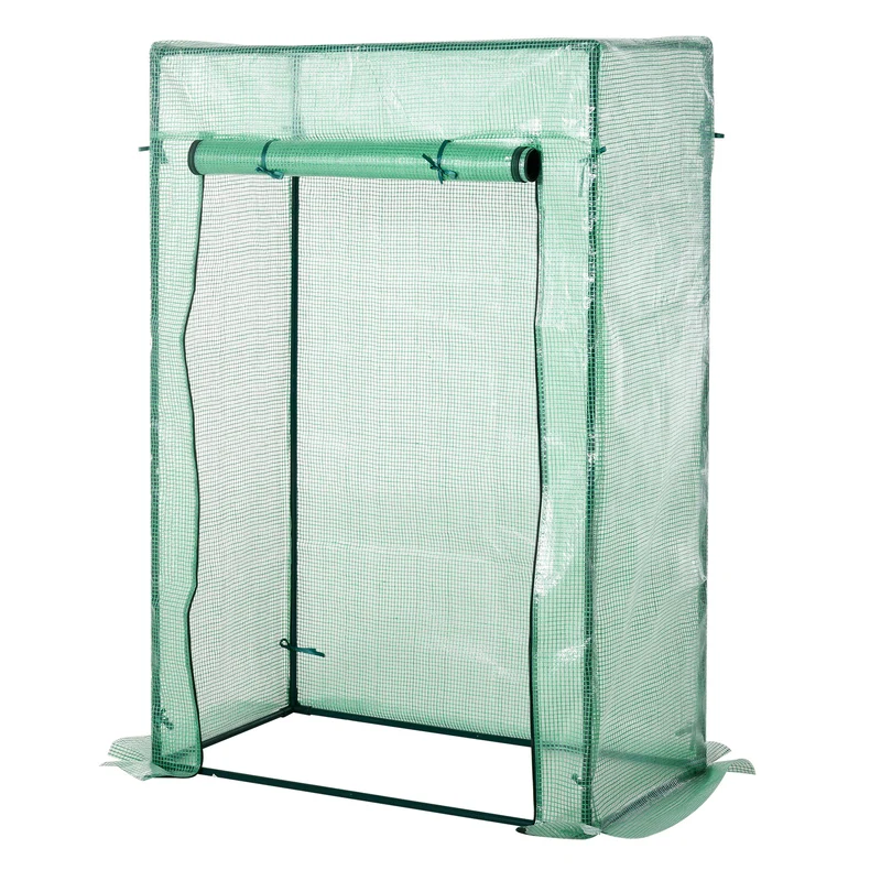 Outsunny Invernadero con Puerta Enrollable y Estructura de Acero Invernadero de Jardín Terraza Patio para Cultivo de Plantas 100x50x150 cm Verde