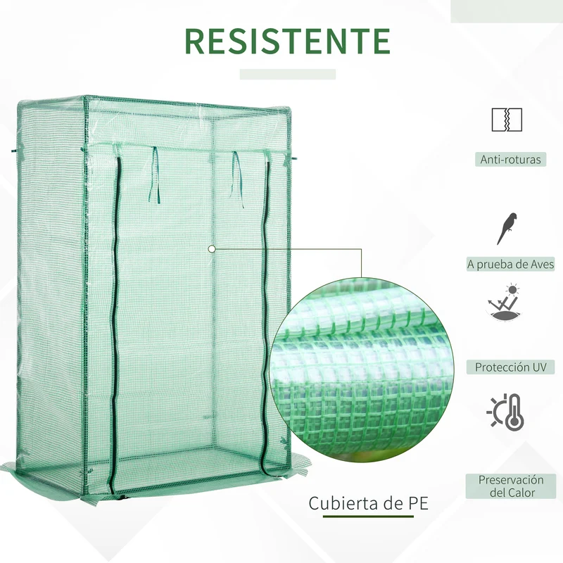 Outsunny Invernadero con Puerta Enrollable y Estructura de Acero Invernadero de Jardín Terraza Patio para Cultivo de Plantas 100x50x150 cm Verde