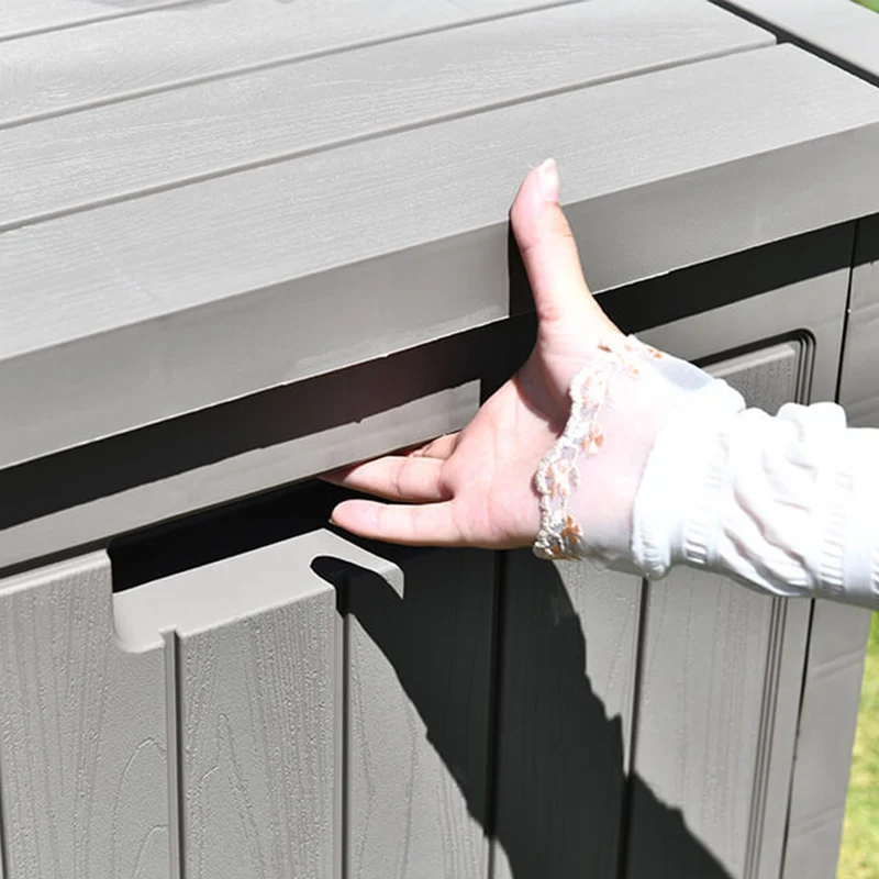 Outsunny Baúl de Almacenamiento Exterior 290L con Asas y Ruedas Incorporados Candado Arcón para Patio Jardín Piscina Carga Máx. 50 kg 124x52,5x56,5 cm Gris Claro