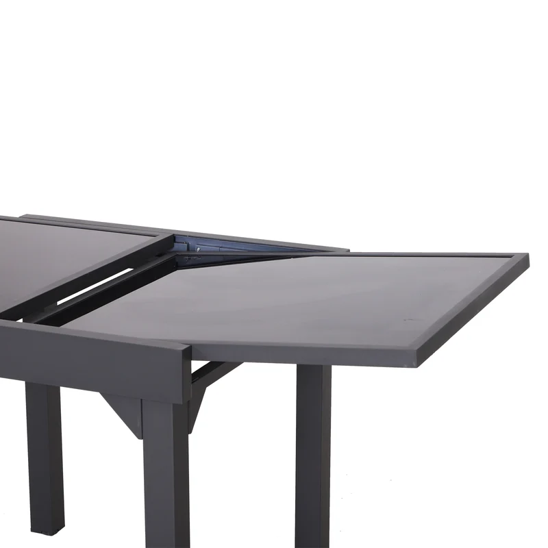 Outsunny Mesa de Jardín Mesa Extendida de Aluminio Mesa de Comedor Rectangular Tabla Vidrio Templado Carga 50kg para Terraza Patio Exterior Ofrecer Espacio Extra