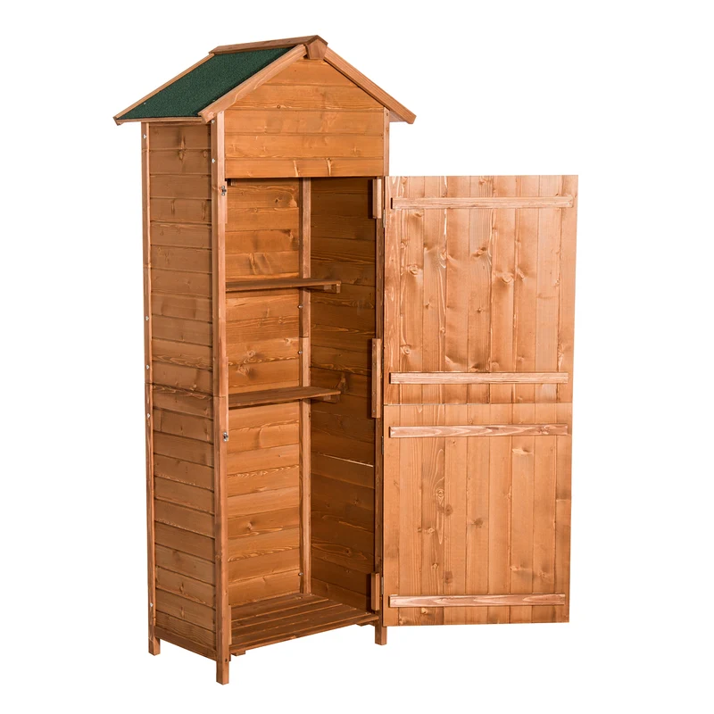 Outsunny Caseta Herramientas 190x79x49 cm Cobertizo Madera Maciza Gabinete Jardín Terraza