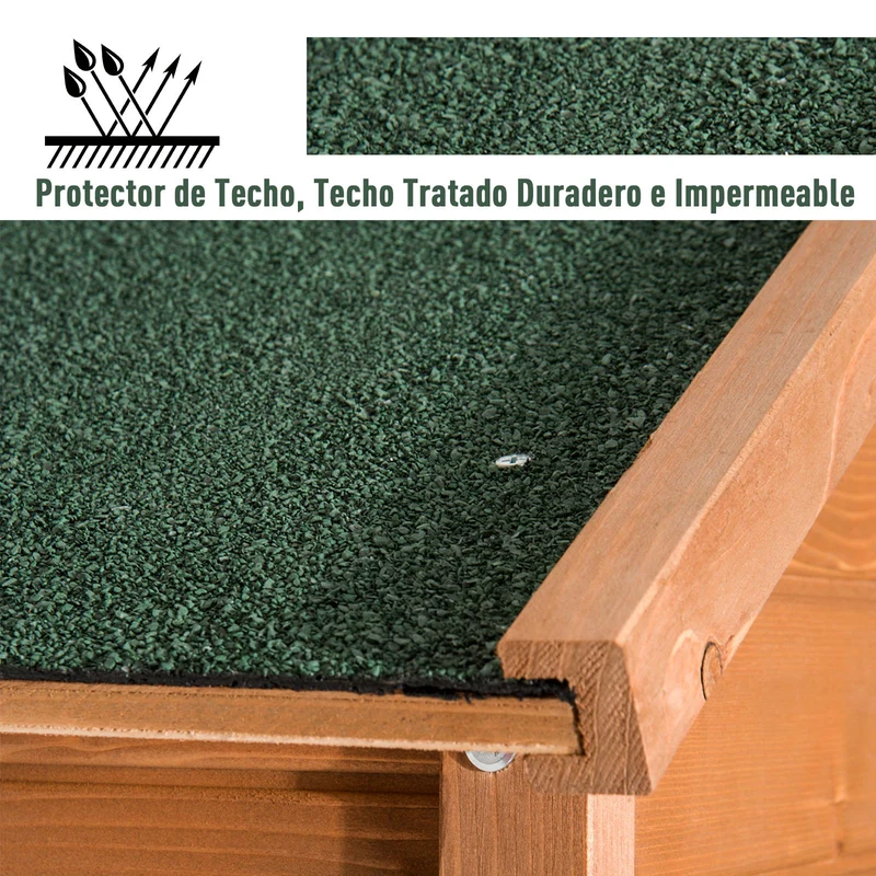 Outsunny Caseta Herramientas 190x79x49 cm Cobertizo Madera Maciza Gabinete Jardín Terraza