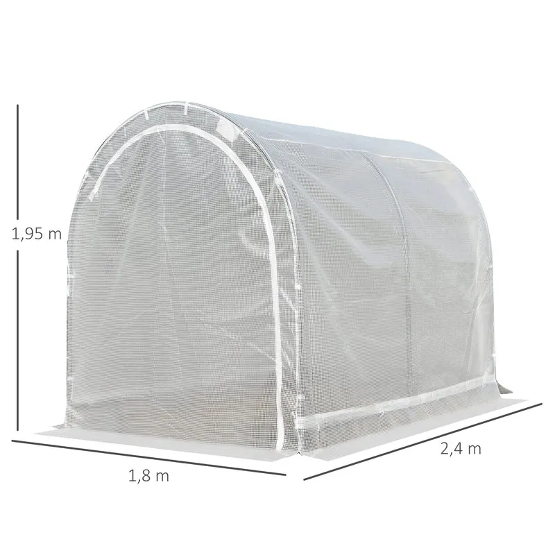 Outsunny Invernadero de Jardín 240x180x195 cm Caseta Tipo Túnel para Cultivo de Plantas Verduras con 2 Puertas Enrollables Acero Verde