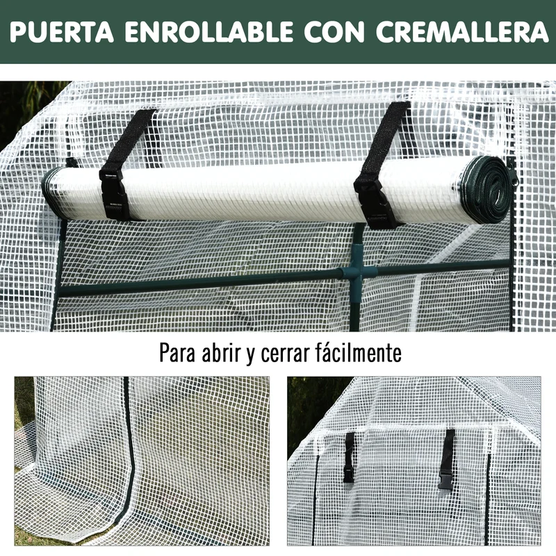 Outsunny Invernadero con Estantes para Flores Vivero Casero para Cultivo de Plantas con Puerta de Cremallera Malla de PE 186x120x190cm