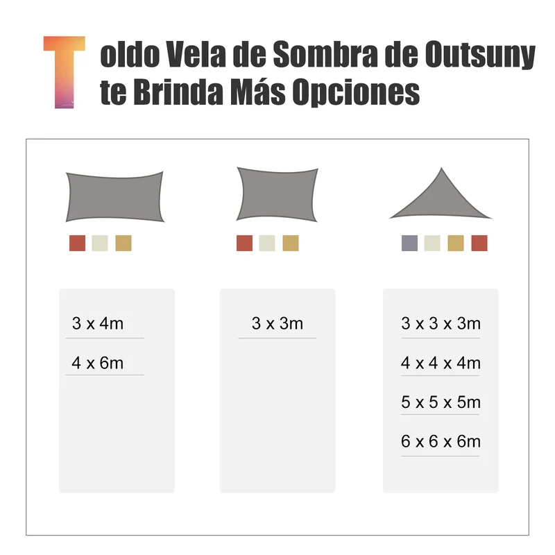 Outsunny - Toldo vela triangulo (varios tamaños y colores), tamaño 4x4x4m, color arena