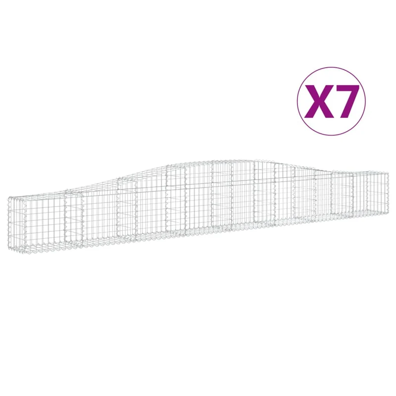 Cestas De Gaviones 7 Uds Forma De Arco Hierro 400x30x40/60 Cm