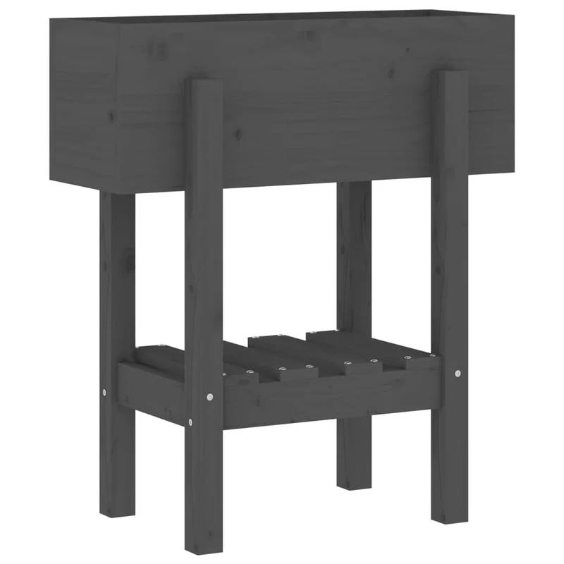 Jardinera Madera Maciza De Pino Gris 62x30x69 Cm