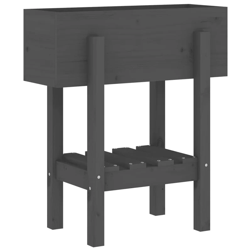 Jardinera Madera Maciza De Pino Gris 62x30x69 Cm