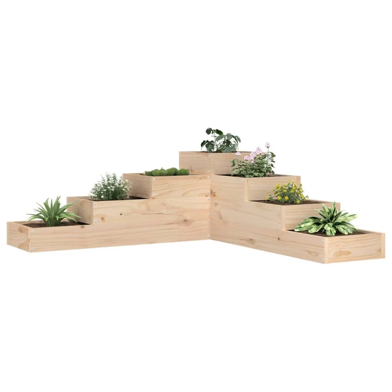 Jardinera De Jardín De 4 Niveles, 106 X 104,5 X 36 Cm, Madera Maciza De Pino