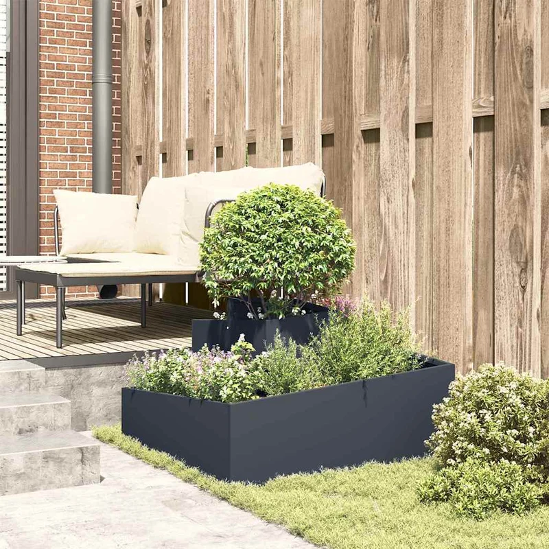 Macetero De Jardín Gris Antracita 80 X 80 X 50 Cm