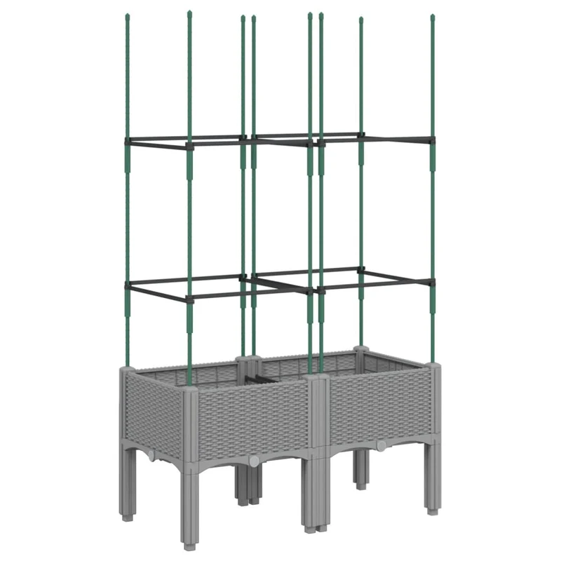 Jardinera Con Enrejado Pp Gris Claro 80x40x142,5 Cm