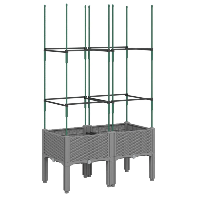 Jardinera Con Enrejado Pp Gris Claro 80x40x142,5 Cm