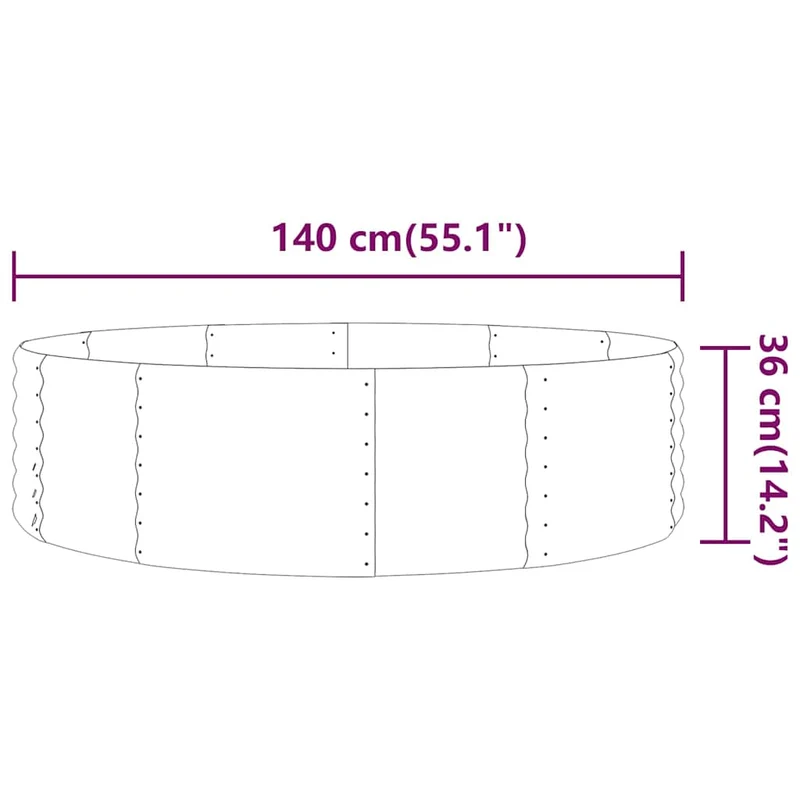 Jardinera Arriate Acero Galvanizado Antracita 140x140x36cm
