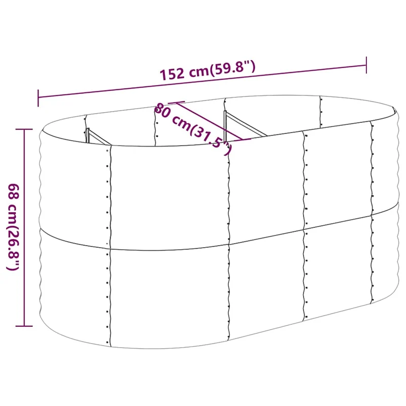 Jardinera Arriate Acero Galvanizado Plata 152x80x68 Cm