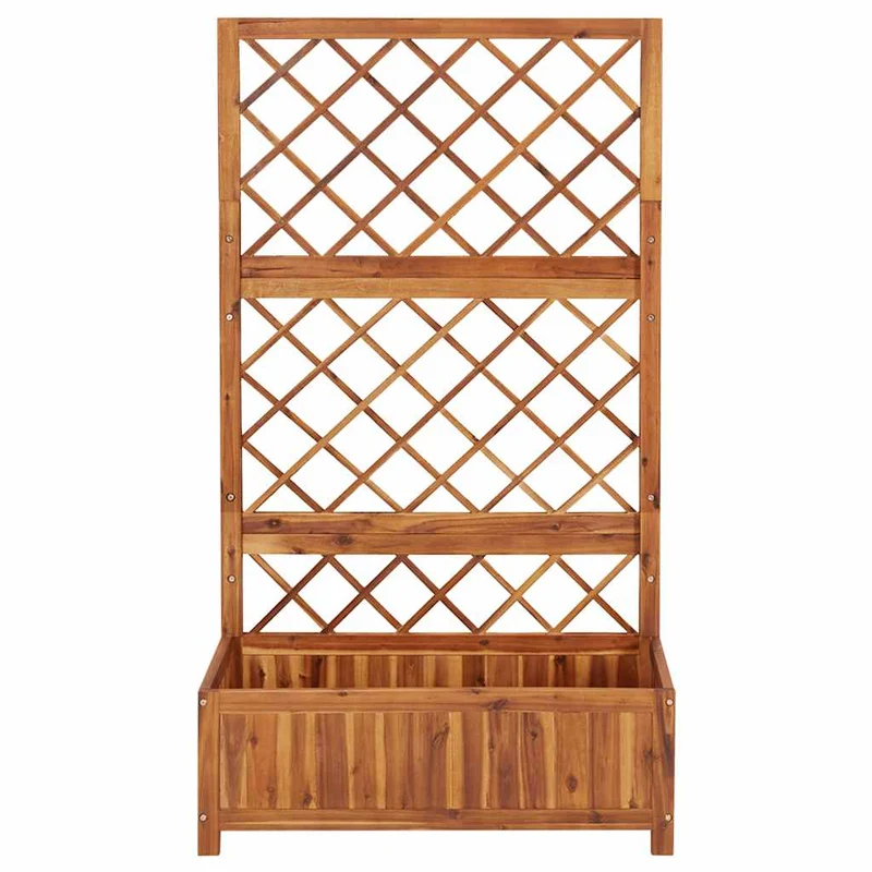 Arriate Con Enrejado Madera Maciza De Acacia 85x38x150 Cm