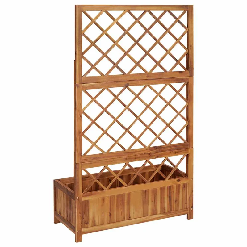 Arriate Con Enrejado Madera Maciza De Acacia 85x38x150 Cm