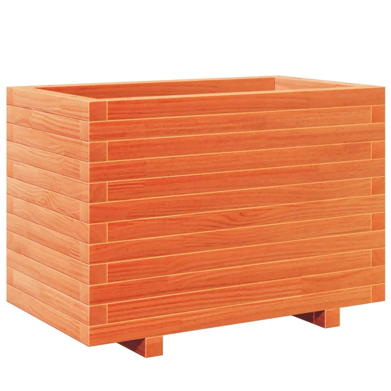 Jardinera Madera Maciza De Pino Marrón Cera 70x40x49,5 Cm