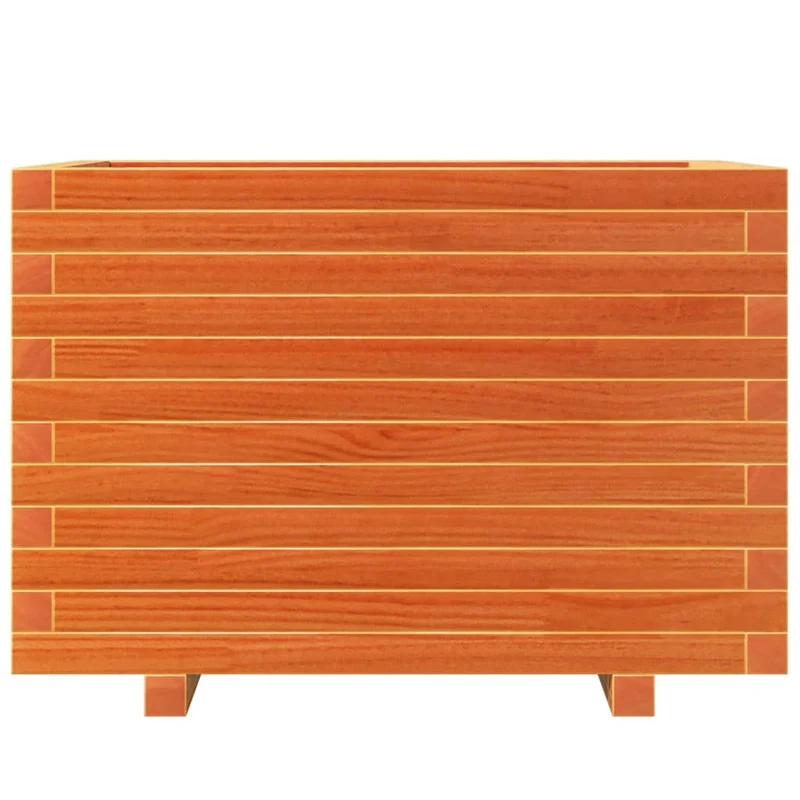Jardinera Madera Maciza De Pino Marrón Cera 70x40x49,5 Cm