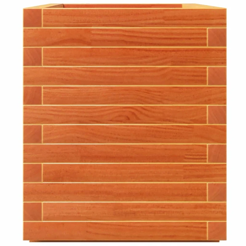 Jardinera Madera Maciza De Pino Marrón Cera 70x40x49,5 Cm