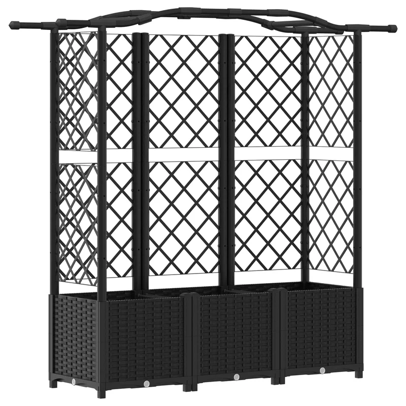 Cama Elevada Con Trellis Y Techo Negro 163 X 40 X 138 Cm Pp