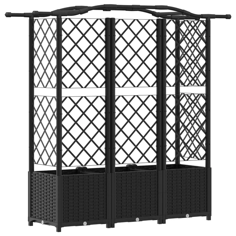 Cama Elevada Con Trellis Y Techo Negro 163 X 40 X 138 Cm Pp